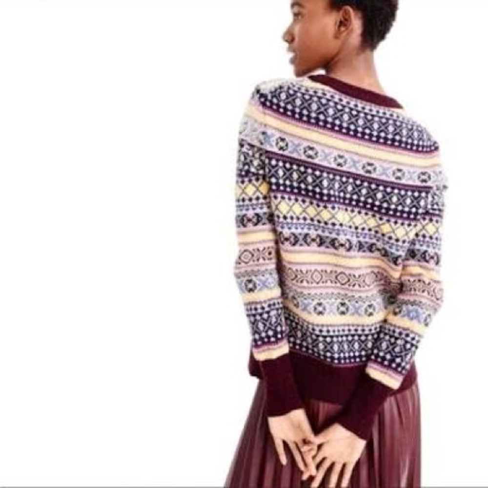 NWT J Crew 100% wool Fair Isle Sequined Sweater - Picture 2 of 9